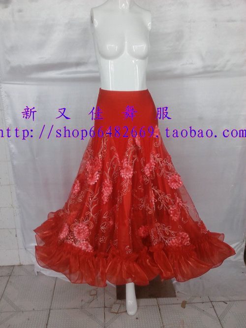 Customize upscale dance performance dresses new morden dance half body dress large hem social dance practice long dress