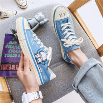 Canvas shoes mens new autumn Korean trend Joker Leisure board shoes smog blue white shoes Sesame Street ins tide
