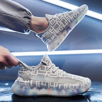 Mens shoes 2021 new trend Joker flying weaving sports casual shoes youth summer breathable thin ins trendy shoes