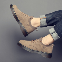  Summer trend all-match couple Martin boots mens shoes low-top tooling shoes British casual big head brown leather shoes tide shoes