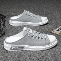 Canvas shoes mens 2021 new trend Joker summer breathable heel lazy lazy person a pedal bag half slippers