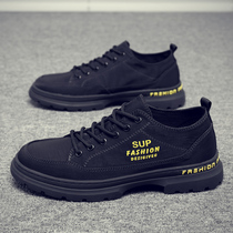 Martin boots summer breathable Korean version of all-match casual low-top British tooling boots mens booties Black Martin shoes