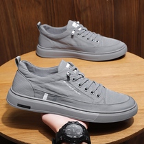 Mens shoes 2021 New Korean trend Joker canvas casual board shoes a pedal summer breathable thin trendy shoes