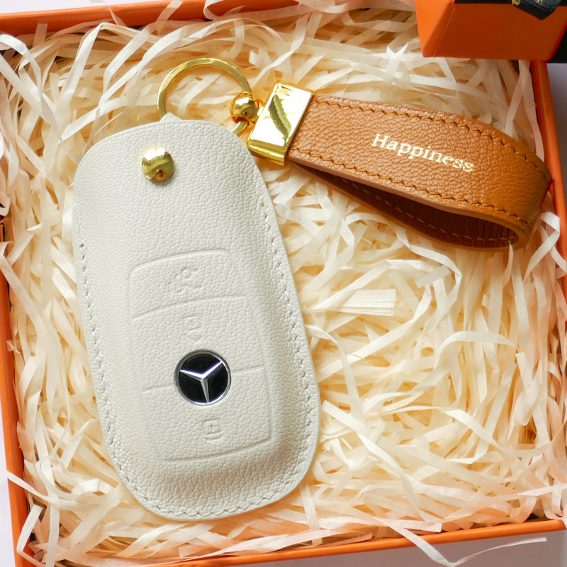 Suitable for Mercedes-Benz key set glc260 buckle a-class e200 shell glb350 bag C-class CLS female sheepskin manual customization