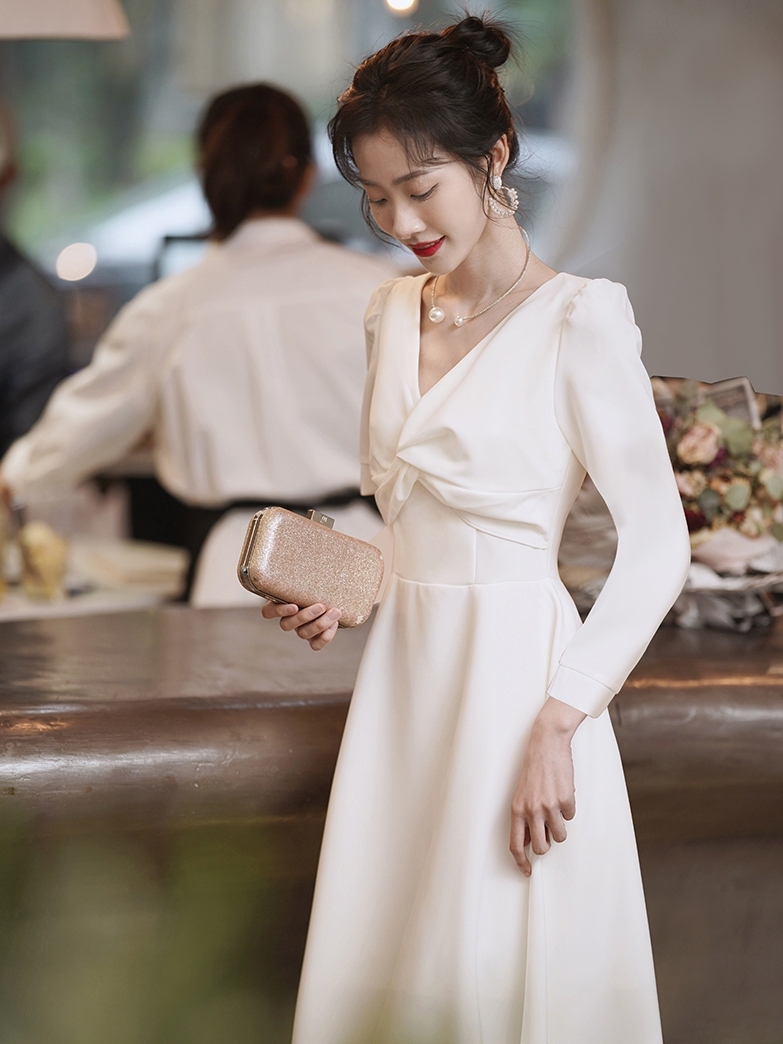 White elite evening dress, french style
