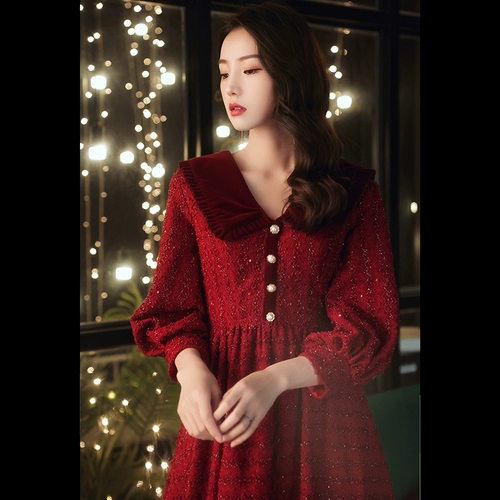 Красное вечернее платье, кукла, кукольный воротник