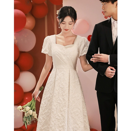 Летнее белое вечернее платье для невесты, французский стиль, белая одежда