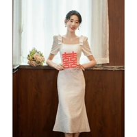 Белый, короткий рукав, рыбий хвост, длина миди