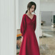 Toast dress bride 2021 new engagement long-sleeved wine red can usually wear winter back home wedding evening dress women