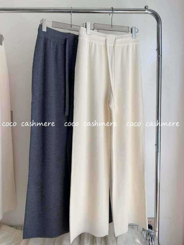 Coco Cashmere Shop/Heavyweight Series 60-Count Biellayarn Fine Imitation Wool Knitted Wide-Leg Floor-Length Pants