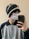 Men's Autumn and Winter Warm Slouchy Beanie, Retro Sichuan-West Travel Pullover Cold Hat, Women's Large Head, Large Face, Face-Slimming Knit Hat