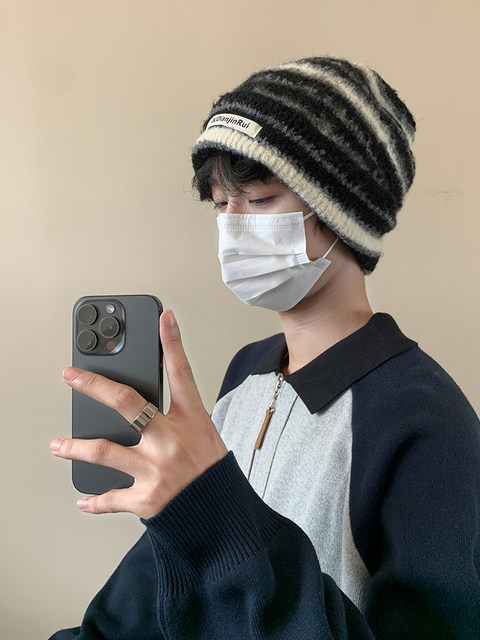 Men's Autumn and Winter Warm Slouchy Beanie, Retro Sichuan-West Travel Pullover Cold Hat, Women's Large Head, Large Face, Face-Slimming Knit Hat