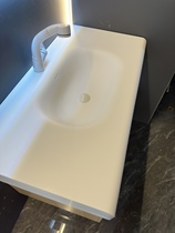 Great value purchase of domestic Dulijia Corian hot-pressed integrated basin with delicate skin feel and modern simple countertop for bathroom with cream