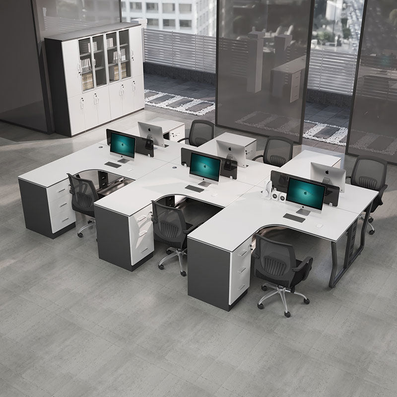 Desk chair combination double quad office simple modern staff desk 2 4 6 people staff seat