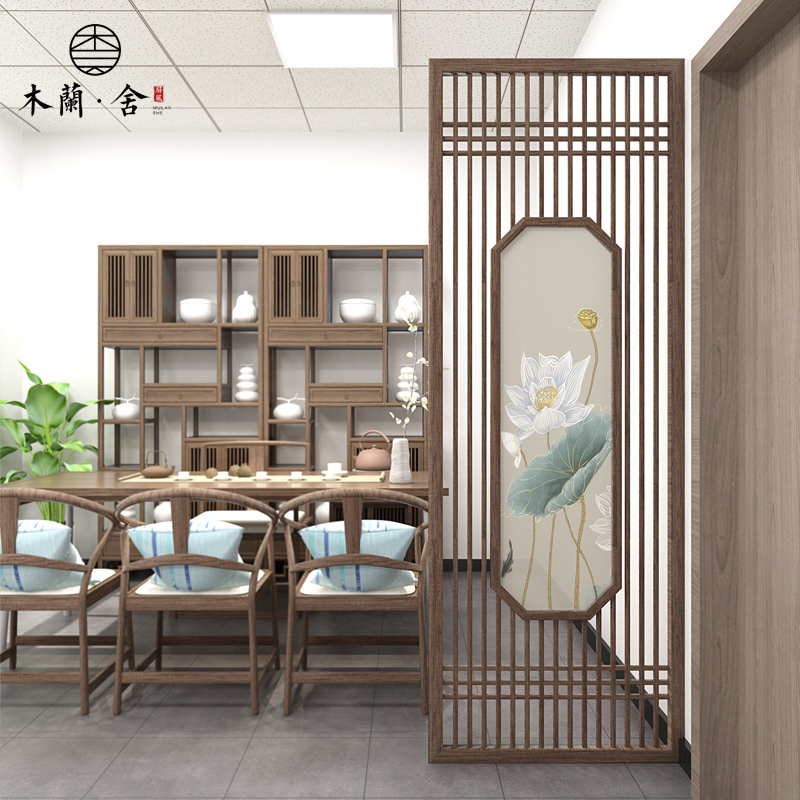 Entrance to the family Xuanguan partition solid wood grille New Chinese Screen Partition Wall Living Room Entrance Door Decoration Hall screen