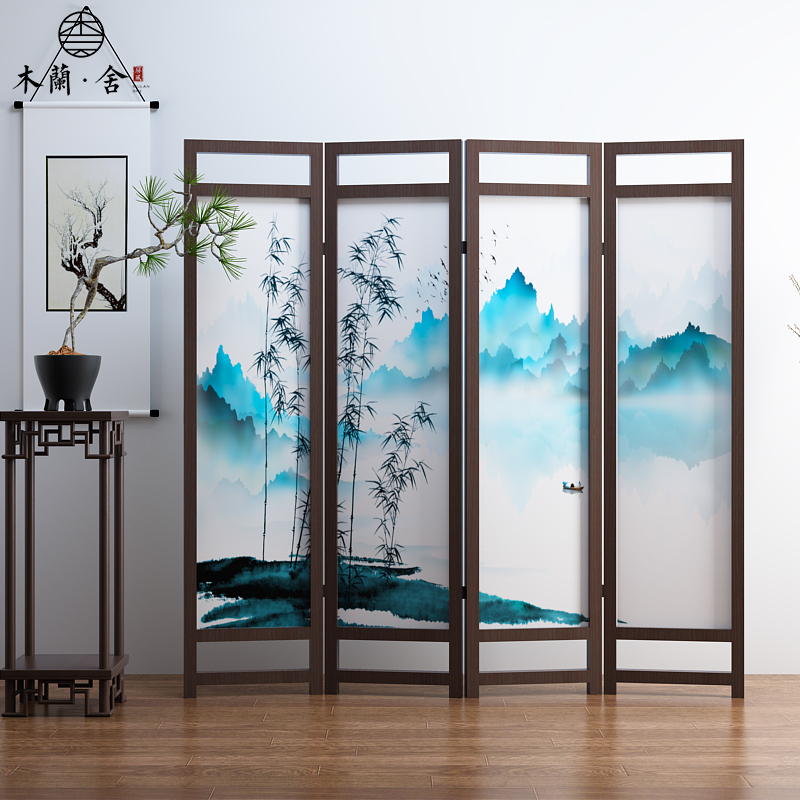 Screen Partition Wall Decoration Bedroom Living Room Office Hotel Dining Room Chinese Solid Wood Genguan Mobile Folding Folding Screen
