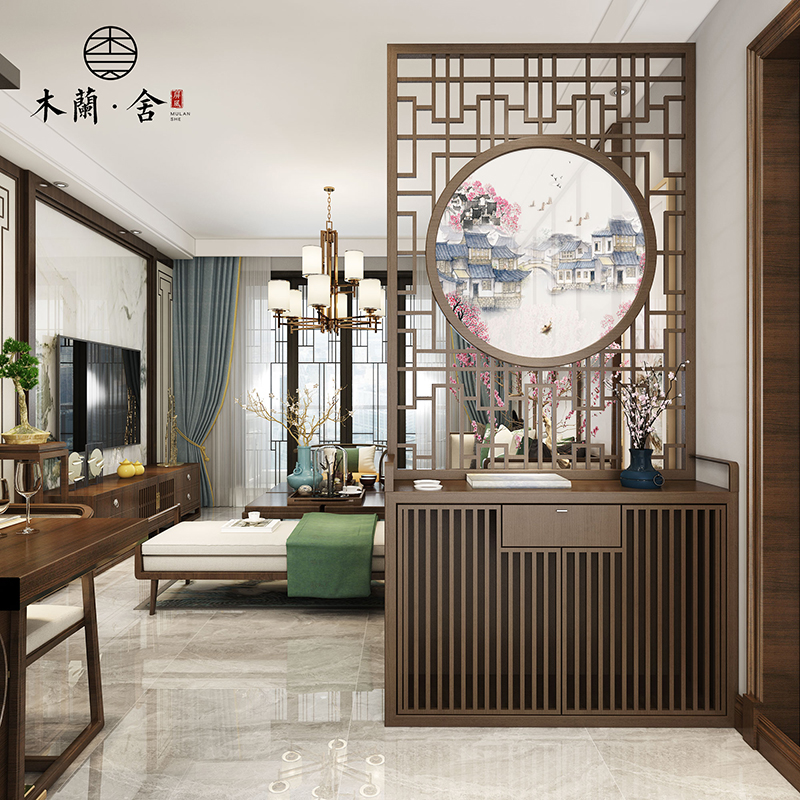 Screen partition wall living room bedroom office dining room home blocking Chinese solid wood entry porch cabinet home