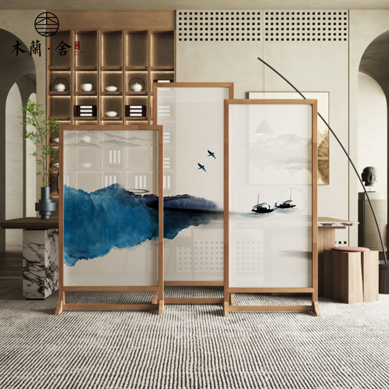 Screen partition wall Chinese decoration shade living room tea room office hotel restaurant solid wood entrance combination seat screen