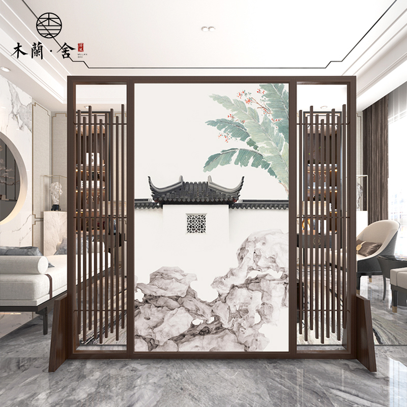 New Chinese Screen Partition Living Room Entrance Door Xuanguan Bedroom Shelter Solid Wood Hollowed-out Dining Hall Decoration Home Screen
