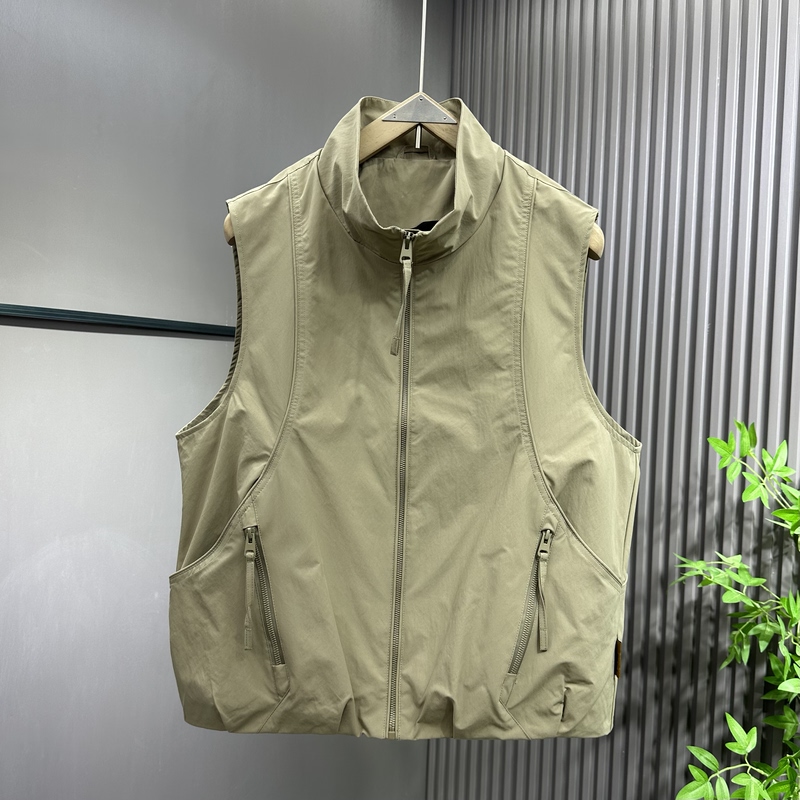 2026 Spring New Workwear Pocket Stand Collar Vest Jacket Trendy American Style Loose Casual Versatile Sleeveless Waistcoat