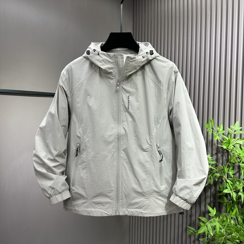 Spring New Thin Hooded Jacket for Men, American Style Loose Casual Jacket, Outdoor Elastic Sports Quick-Drying Jacket
