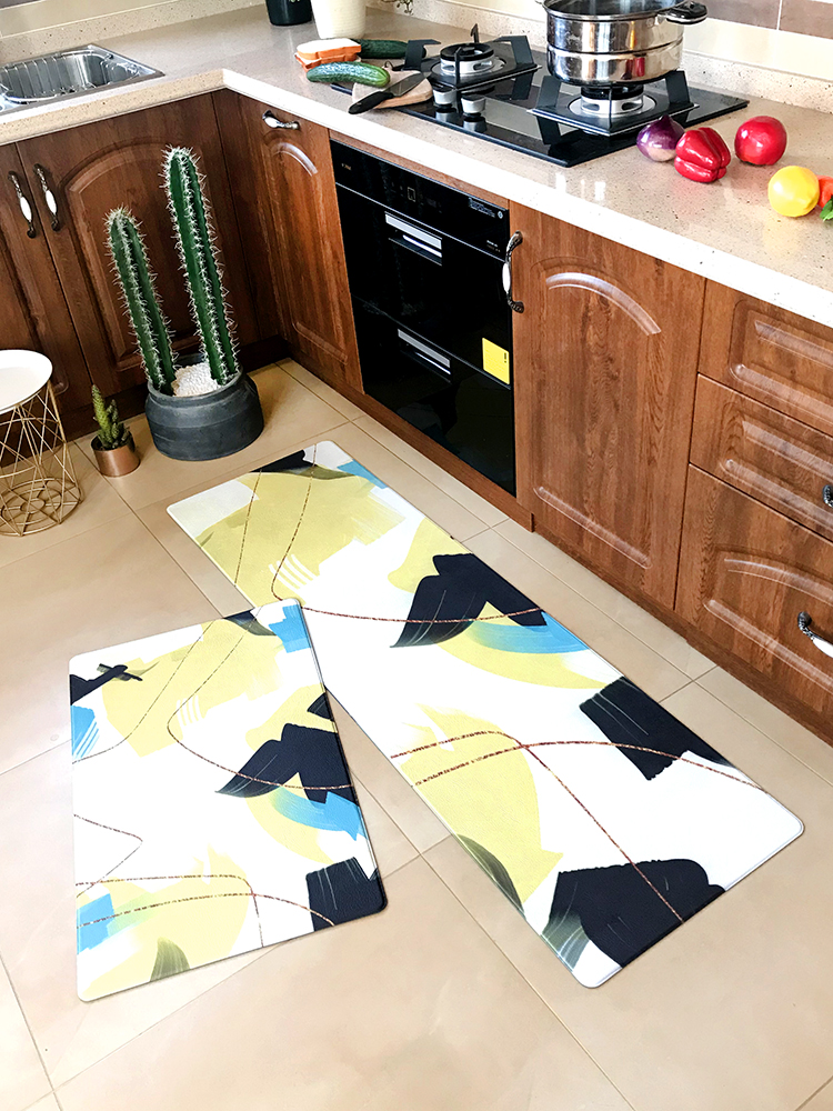 Bắc Âu nhà bếp mat chống thấm chống trượt dầu hộ gia đình ins kim loại dải gió PVC có thể xóa thảm dùng một lần thảm nhà bếp cao cấp