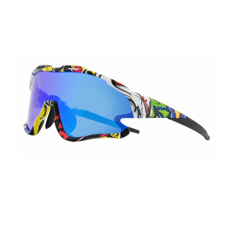 Fashion blue film Revo cycling sunglasses 4 lens ring French bike professional windwear - proof baseball goggles