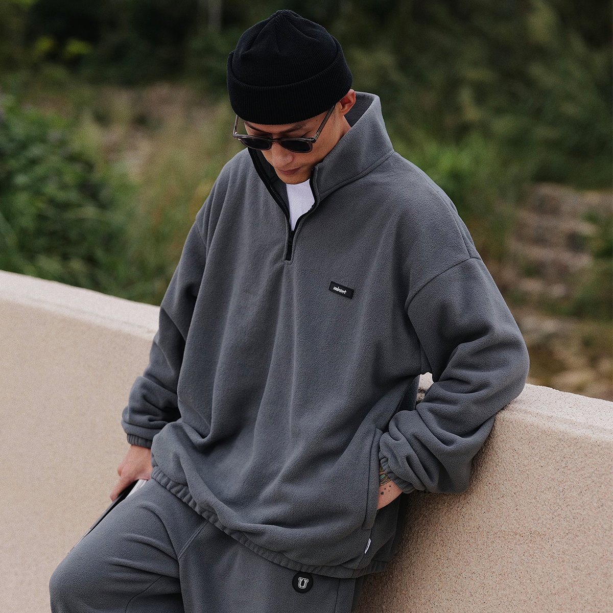 UNBENT 21AW autumn and winter new casual collar half - zipper rolling jacket male Japanese loose coat