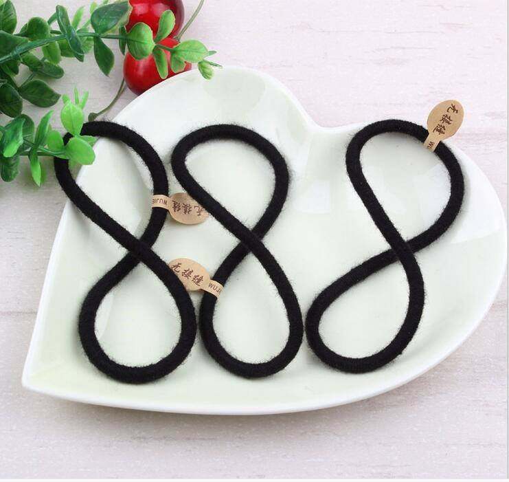 Jointless lengthened leather ring leather gluten cotton hair ring special price hair ring plus coarse high elastic black hair ring Japan-Japan cotton linen