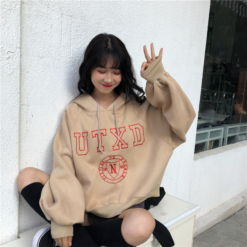 Áo len đầu thu nữ mùa đông cộng với nhung dày lười gió áo khoác Hàn Quốc dài tay áo hoang dã siêu lửa áo khoác thủy triều áo khoác len cardigan