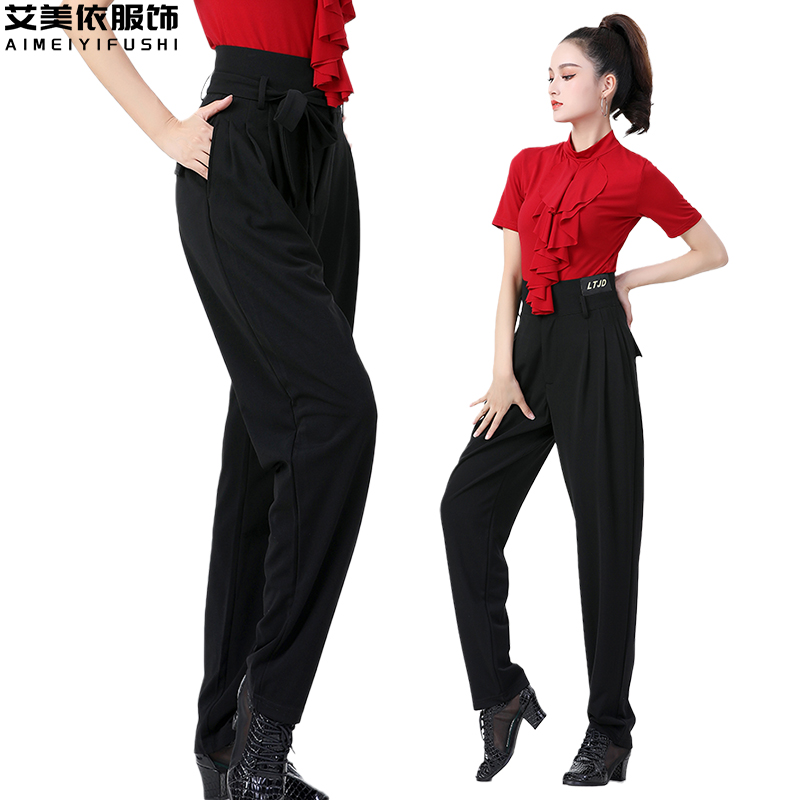 Fashion High Waist Latin Dance Pants Woman New Gitba Dance Pants Dancing Pants THIN SUMMER WITH WATER SOLDIER DANCE PRACTICE PANTS-TAOBAO