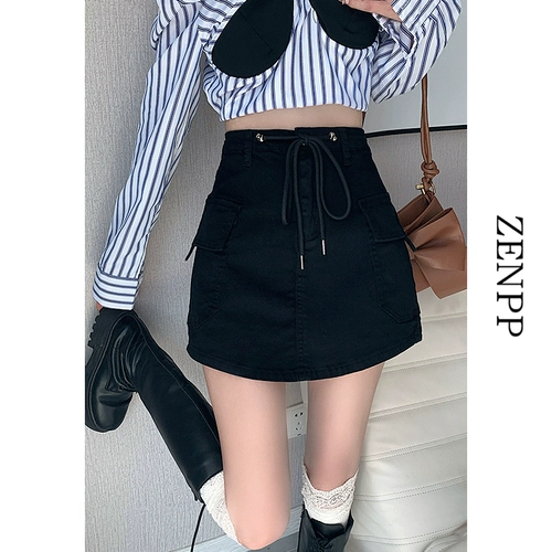 Зеленая униформа медсестры, ремень, демисезонная джинсовая юбка, поясная сумка, мини-юбка