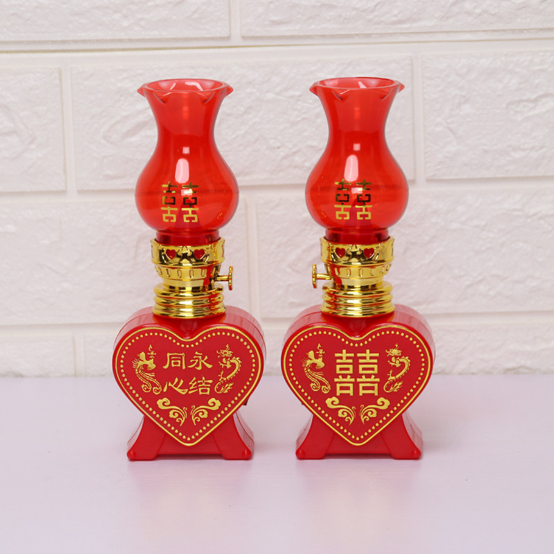 Wedding supplies Peach heart lamp Wedding room decoration New house Chinese retro desktop Changming lamp Battery descendants of a pair of lights