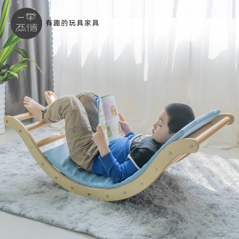 WOBOINNO CHILDREN BALANCE PLATE Home Indoor climbing frame Sliding Slides Wooden Seesaw Seesaw Small Sensory Integrated Training