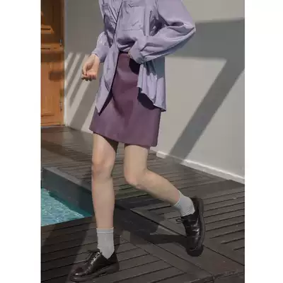 Hello Cannon matte small leather skirt skirt female 2021 spring new retro high waist thin A-line short skirt tide