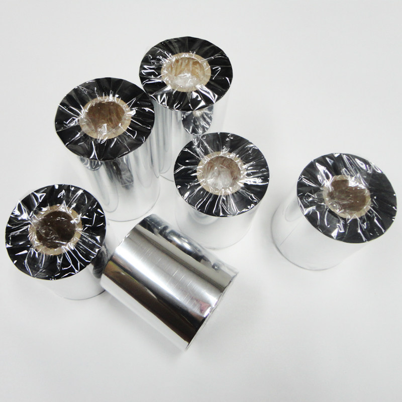 Full resin-based ribbon 50 60 70 80 90 110mm*300mPET Matte silver stripe label printer Good