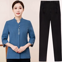 Женский синий семерые рукава+брюки