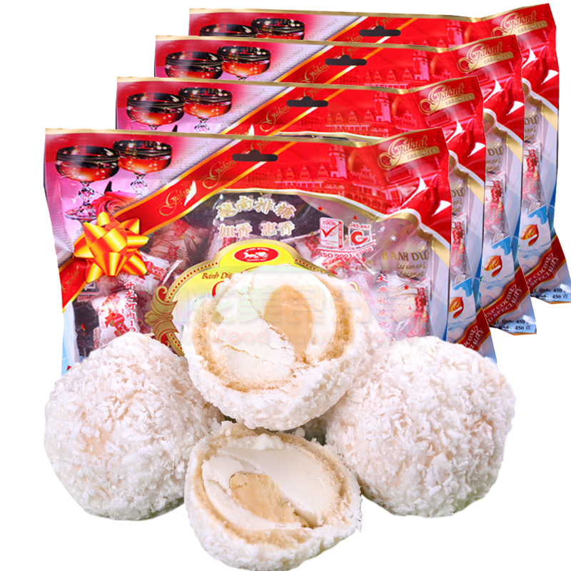 New year's goods coconut candy Vietnamese specialty snacks wedding candy Vietnamese row of sugar Vietnam row of sugar 450g * 4 bags