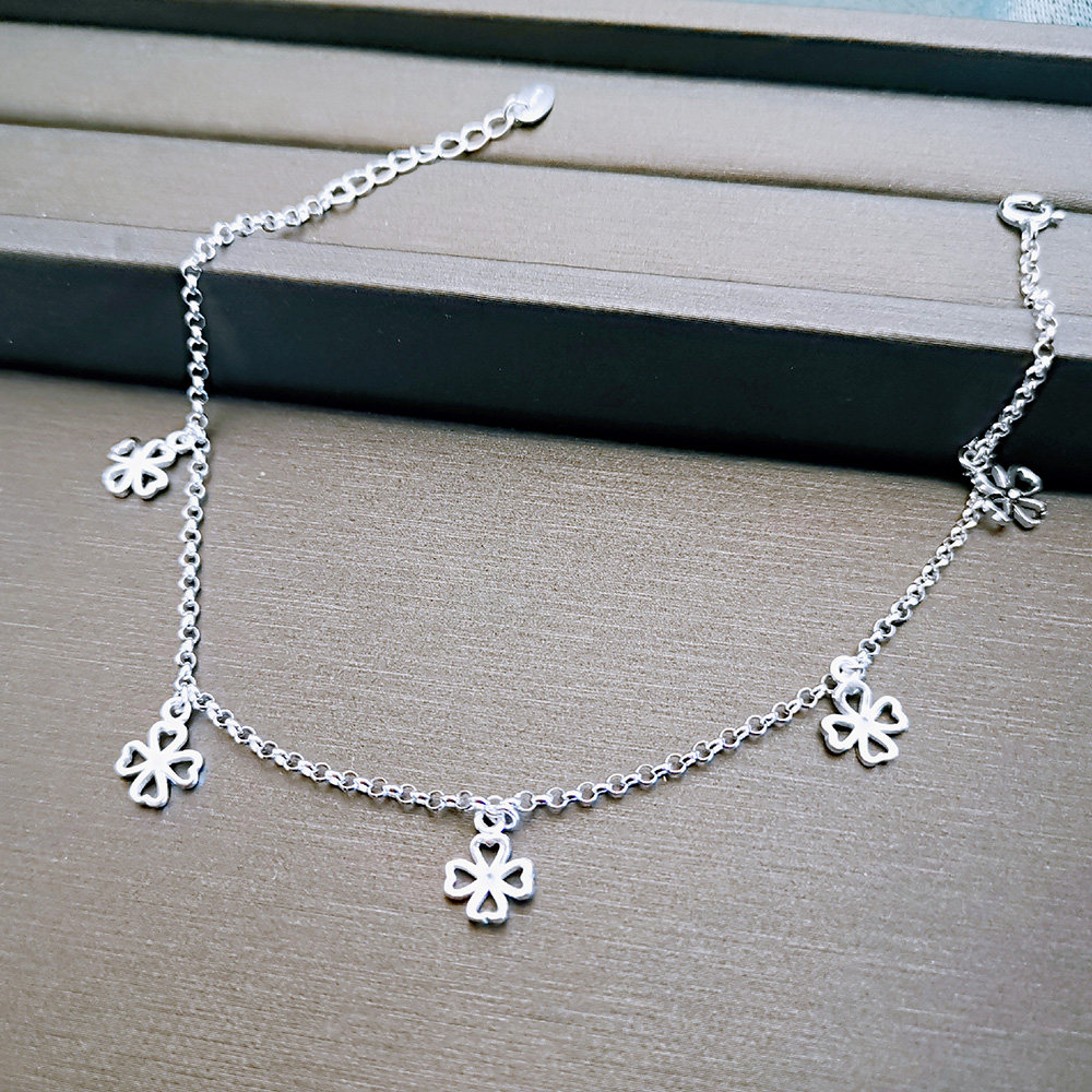 999 sterling silver anklet anklet children's foot silver sexy foot show hipster sen japanese and Korean version of the simple personality