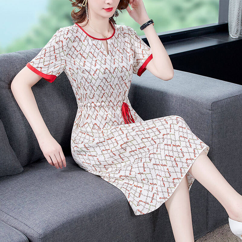 35-45 Women's Fashion Summer high-end name Yuanyuan Temperament Middle-aged Mother Summer Dress New Fashion Minus Age