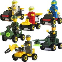  6 sets of childrens educational building blocks villain building blocks minifigure car assembly toy small building blocks minifigure engineering car racing
