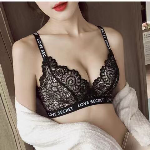 Sexy ren lá thư dây đeo dây đeo không thép vòng lót nhỏ áo ngực thu thập áo ngực cô gái dày mỏng một mảnh bộ