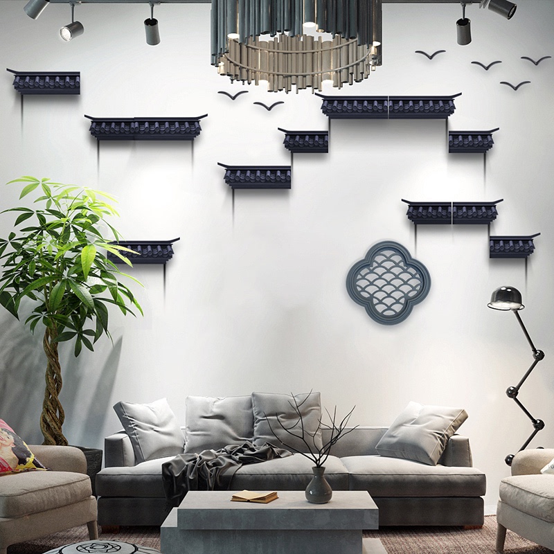 New Chinese-Style Wall Decoration, Eaves Hanging Ornaments, Wall Hangings, Hui-Style Wall Decorations, Living Room, Dining Room, Sofa, Tv Background Wall