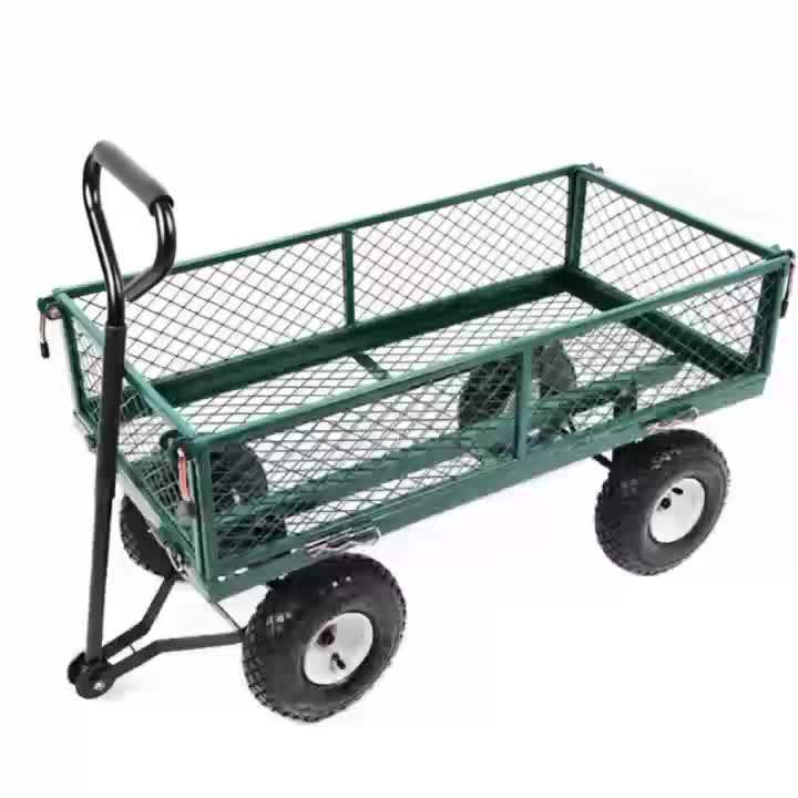 2022 Heavy Duty 880 Lbs Capacity Mesh Steel Garden Cart Folding Utility