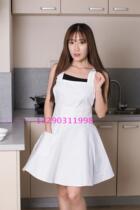 Cotton home black white kitchen apron manicure beauty big skirt fashion bib work clothes