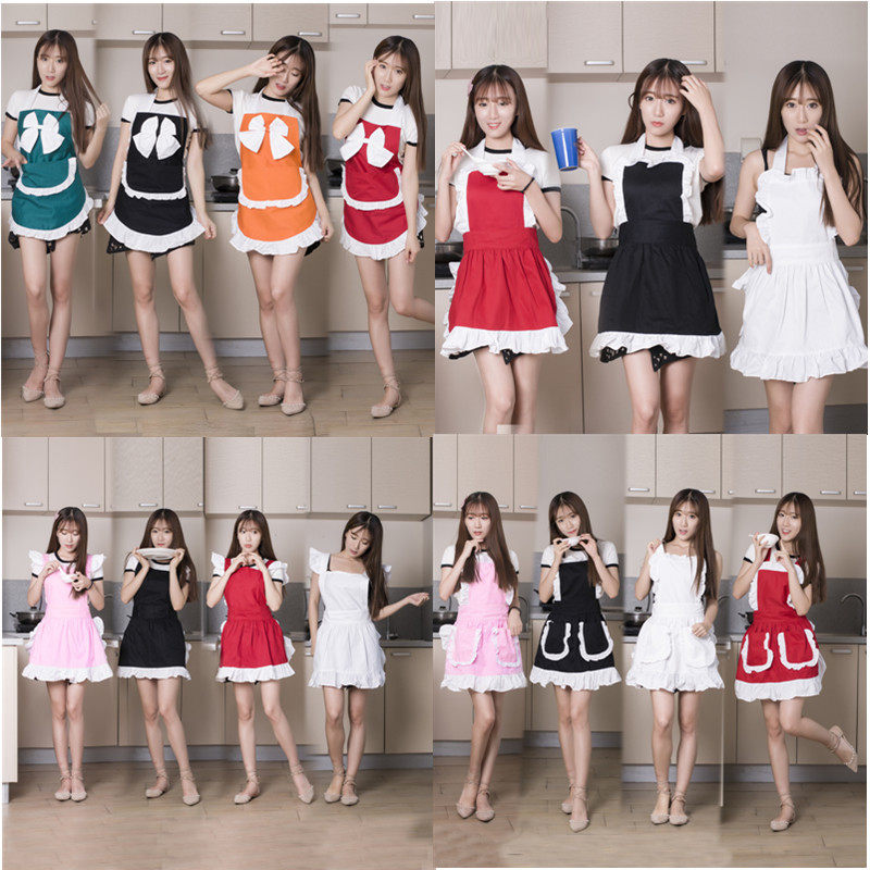Korean Version Fashion Princess Apron Women's Home West Restaurant Florian Side Apron Kitchen Eu Style Maid Cute Tailor-Taobao