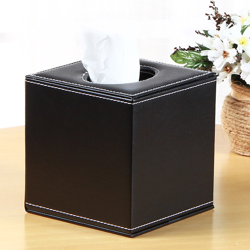 Fashion home black plain leather roll toilet paper tissue box Tissue paper roll toilet paper roll toilet paper roll toilet paper box Creative cute