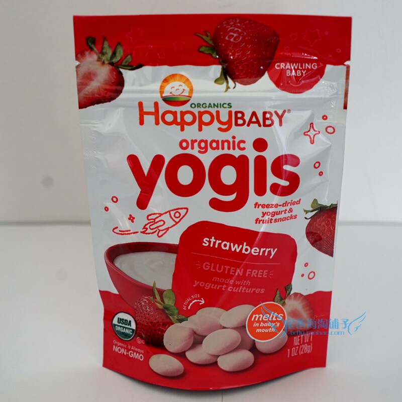 Imported from the United States Happy baby yogurt soluble beans small soluble beans strawberry flavor 28g baby snacks