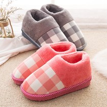 Warm cotton slippers bag with thick bottom winter simple plus velvet thickened outdoor cotton shoes indoor and outdoor wear men and women non-slip warm