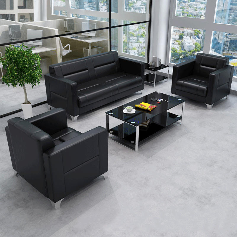 Simple modern office trio business reception room sofa office sofa coffee table combination set reception area